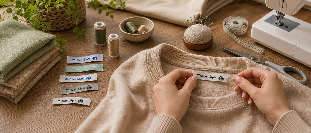 Ein gewebtes Baumwoll-Label verändert: es gibt deinen Kreationen eine hochwertige, natürliche Markenanmutung und macht aus deinem Produkt ein stimmiges Gesamtbild. Ein gewebtes Baumwoll-Label verändert: es gibt deinen Kreationen eine hochwertige, natürliche Markenanmutung und macht aus deinem Produkt ein stimmiges Gesamtbild.