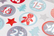 Runde Adventszahlen-Sticker mit Silberprägung - Artikel-Nr. 9203
