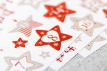 Weihnachtliche Zahlensticker 1 bis 24 mit Sternen-Optik - Artikel-Nr. 9204
