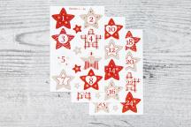Weihnachtliche Zahlensticker 1 bis 24 mit Sternen-Optik - Artikel-Nr. 9204