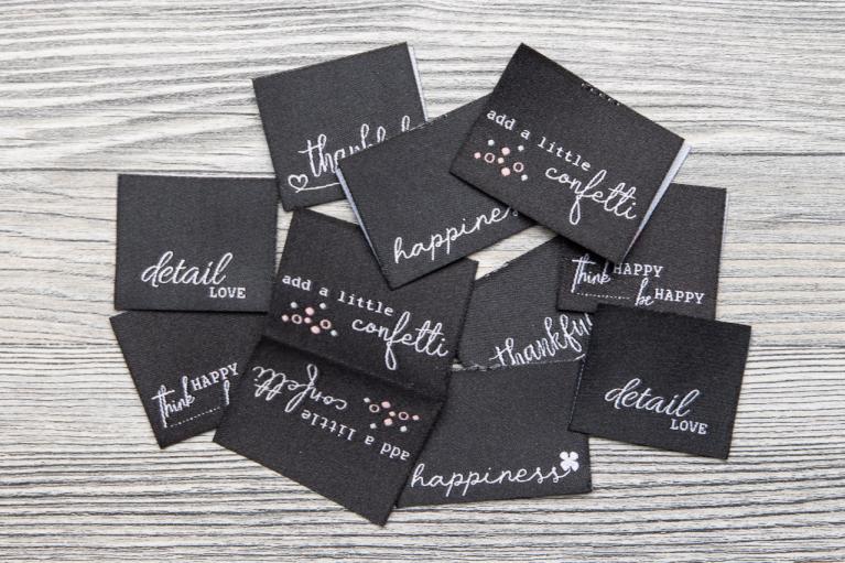 Designer-Set Weblabel \"happiness black and white\" by Unikati (Artikel-Nr. 9118)