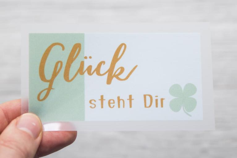 Designer-Bügelbild \"Glück steht dir\" by Unikati – Bag Design (Artikel-Nr. 9407)
