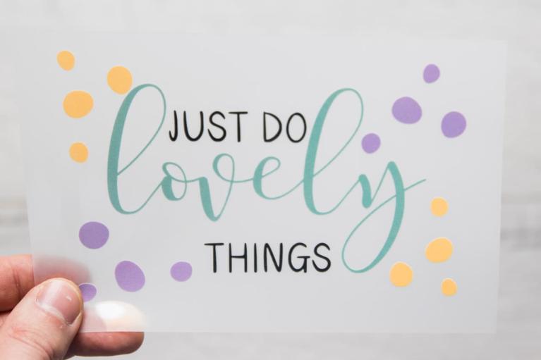 Designer-Bügelbild \"Just do lovely things\" by Unikati – Bag Design (Artikel-Nr. 9409)