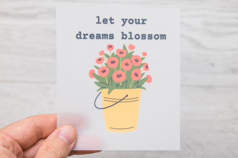 Designer-Bügelbild \"let your dreams blossom\" by Unikati - Bag Design (Artikel-Nr. 9415)