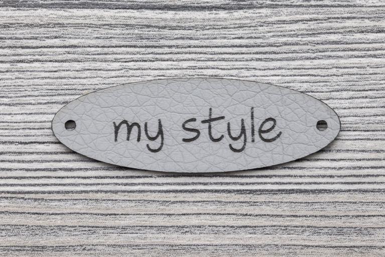 10 \"my style\" Kunstleder-Etiketten, grau (Artikel-Nr. 8105)