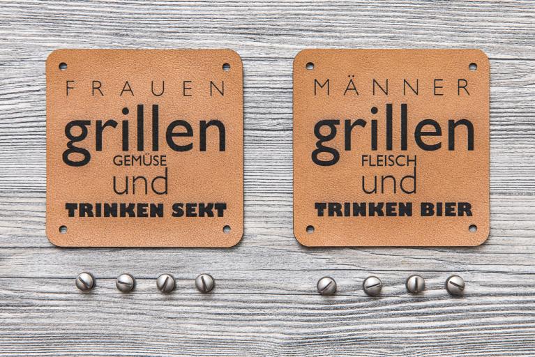 Designer-Set mit \"Frauen/Männer\" Kunstleder Etiketten (Artikel-Nr. 8109)