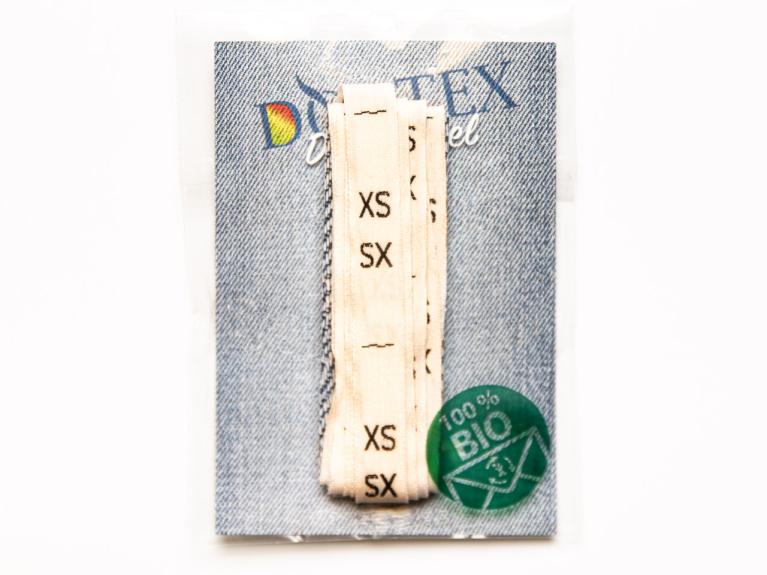 Gewebte Größenetiketten aus Baumwolle – ONE SIZE, XXS bis 4XL - Artikel-Nr. 961