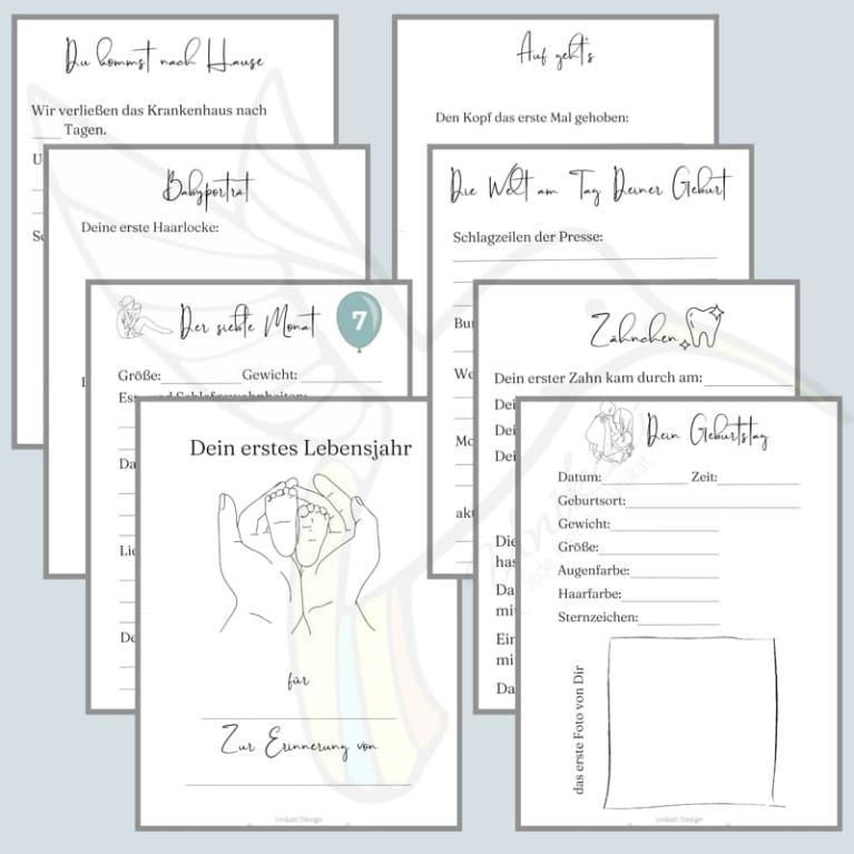 Digitale Papiervorlagen: Baby dein erstes Jahr - Artikel-Nr. 5019