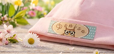 Dein gratis Satin-Label